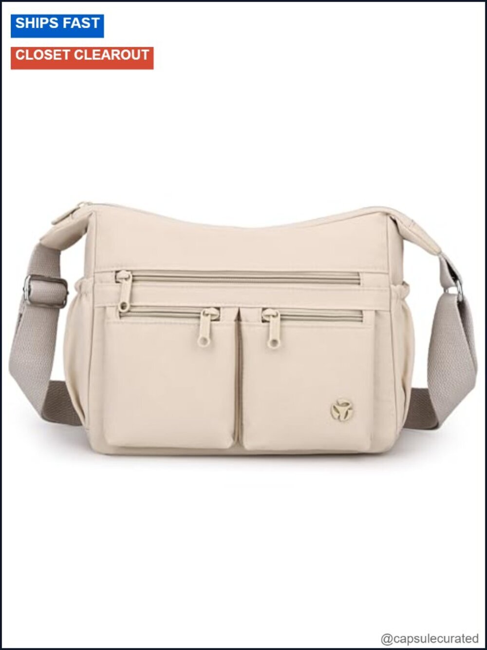 Women's Water Resistant Nylon Crossbody Bag Multi-Pocket Shoulder Handbag